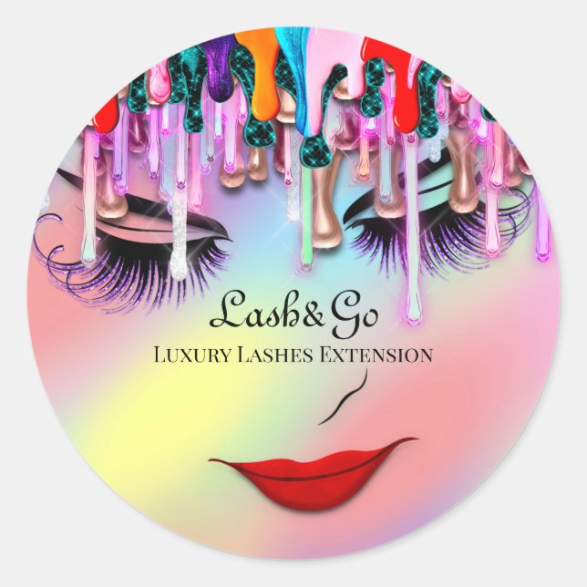 Makeup Artist Lash Extension Tropfens Ombre Pastel Runder Aufkleber (Vorderseite)