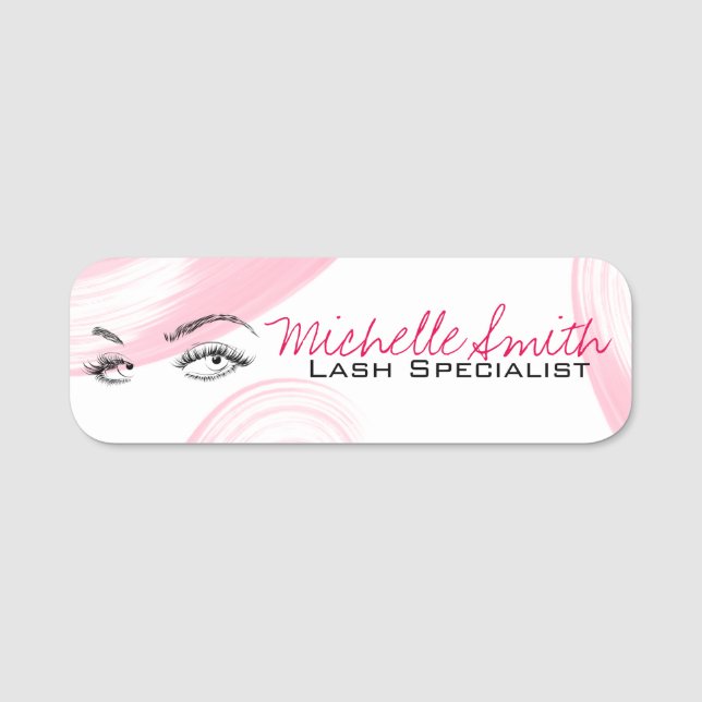 Makeup Artist Lash Extensions Lashes Pink Namensschild (Vorderseite)