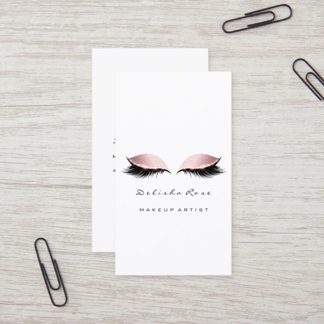 Makeup Artist Lash Glitzer Pastell Pink Eye Visitenkarte (Vorderseite/Rückseite Beispiel)