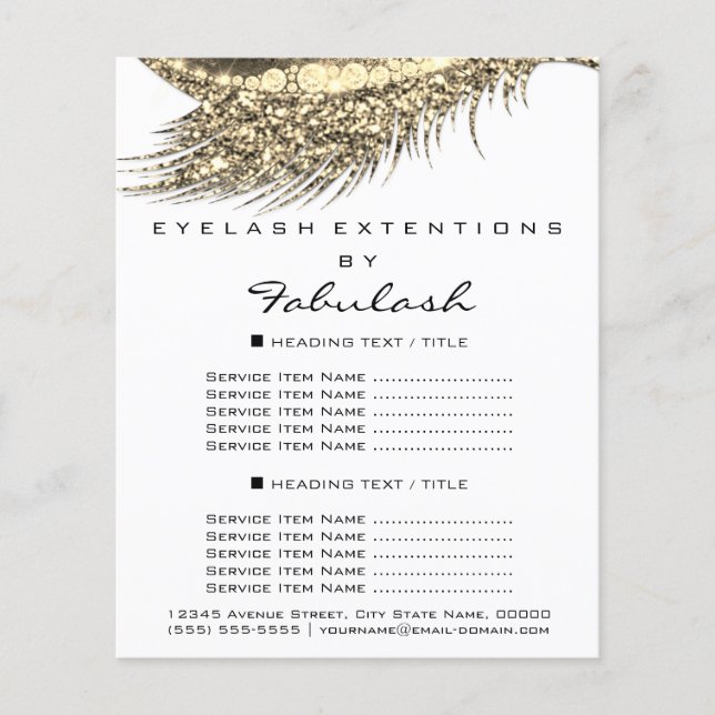 Makeup Artist Lash Gold Weißer Flyer 1 Seitenpreis (Vorne)