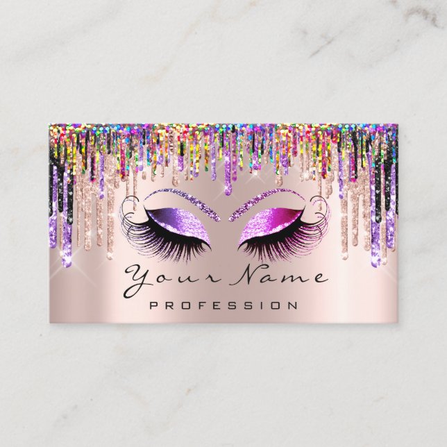 Makeup Artist Lash Pink Holograph Termin Karte (Vorderseite)