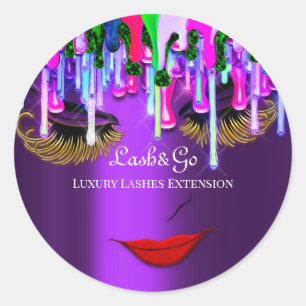 Makeup Artist Lash Product Tropfens Red Lip Lila Runder Aufkleber