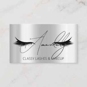 Makeup Artist Lash QR LOGO Microblade Silver Grau Visitenkarte