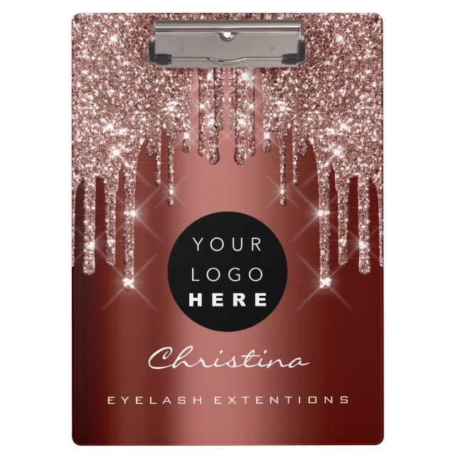 Makeup Artist Lash Spark Event Planner Rose Logo Klemmbrett (Vorderseite)