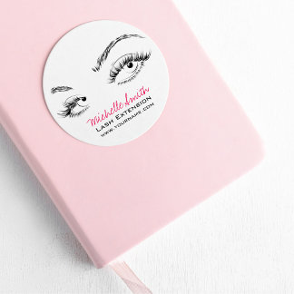 Makeup Artist Lashes braun Schwarz und Weiß einfac Runder Aufkleber