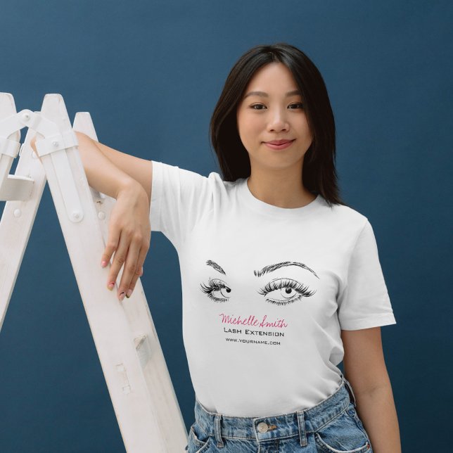 Makeup Artist Lashes braun Schwarz und Weiß einfac T-Shirt (Von Creator hochgeladen)