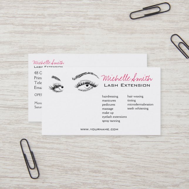 Makeup Artist Lashes braun Schwarz und Weiß einfac Visitenkarte (Vorderseite/Rückseite Beispiel)