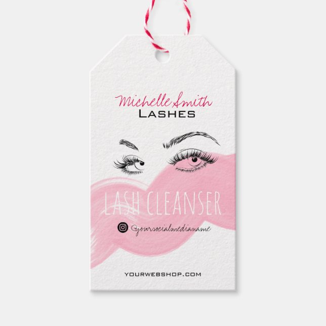 Makeup Artist Lashes Brow Black Pink Lash Cleanser Geschenkanhänger (Vorderseite)