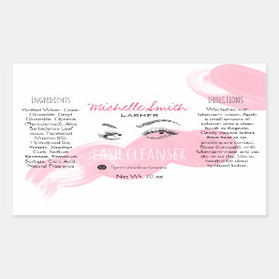 Makeup Artist Lashes Brow Black Pink Lash Cleanser Rechteckiger Aufkleber