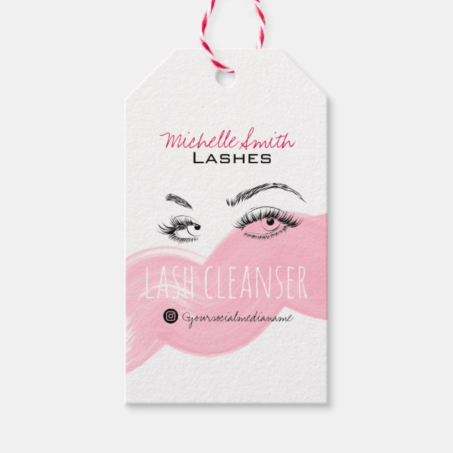 Makeup Artist Lashes Brow Pink Lash Cleanser Preis Geschenkanhänger (Vorderseite)