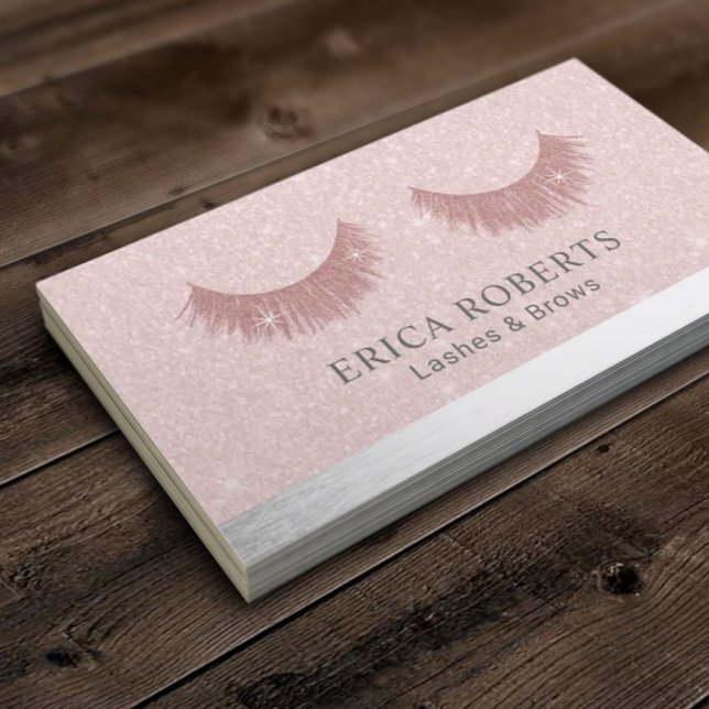 Makeup Artist Lashes & Brow Salon Blush Rose Gold Visitenkarte (Von Creator hochgeladen)