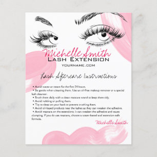 Makeup Artist Lashes Brows Aftercare Instructions Flyer