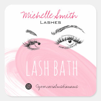 Makeup Artist Lashes Brows Black Pink Lash Bath Quadratischer Aufkleber