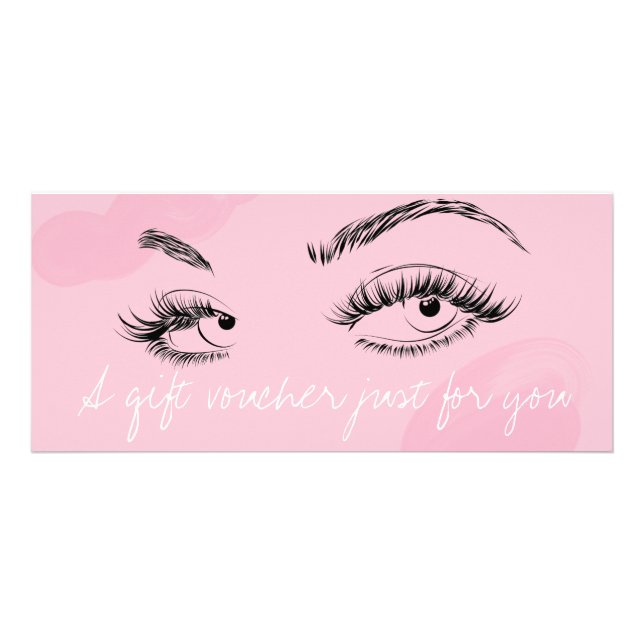 Makeup Artist Lashes Brows Pink Gift Voucher Werbekarte (Vorne)