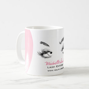 Makeup Artist Lashes Brows Pink Wasserfarbe Brush Kaffeetasse