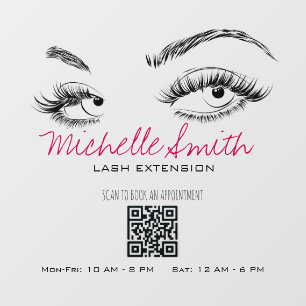 Makeup Artist Lashes Brows Schwarz-weiß QR Code Fensteraufkleber