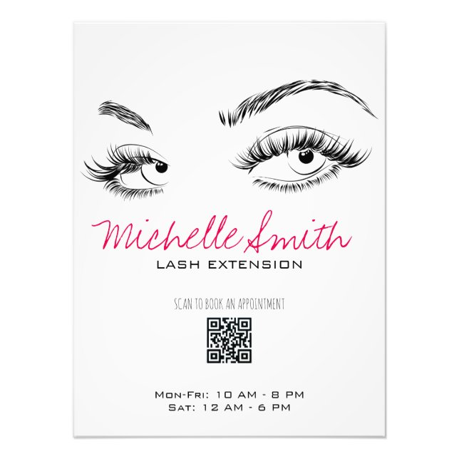 Makeup Artist Lashes Brows Schwarz-weiß QR Code Fotodruck (Vorne)