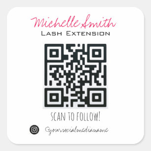 Makeup Artist Lashes Brows Schwarz-weiß Qr Code Quadratischer Aufkleber