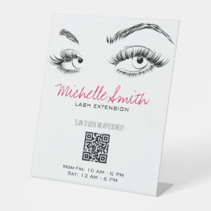 Makeup Artist Lashes Brows Schwarz-weiß QR Code Sockelschild
