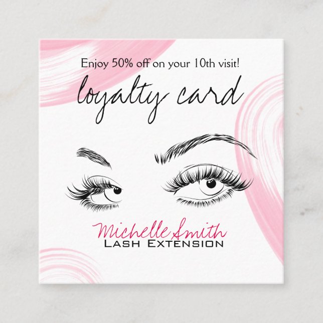 Makeup Artist Lashes Brows White Loyalty Card Terminkarte (Vorderseite)