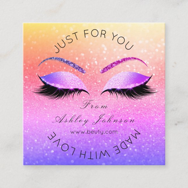 Makeup Artist Lashes Buagie Dall Classy Quadratische Visitenkarte (Vorderseite)