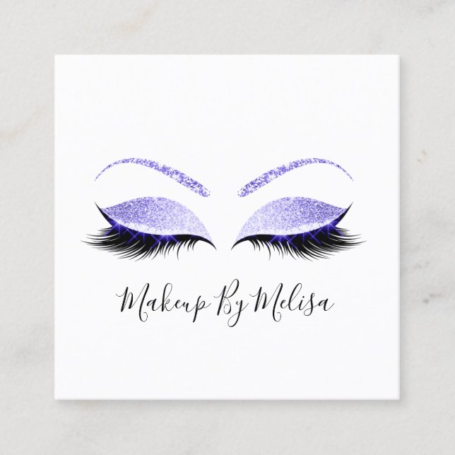 Makeup Artist Lashes Erweiterung Blush Indygo Blau Quadratische Visitenkarte (Vorderseite)