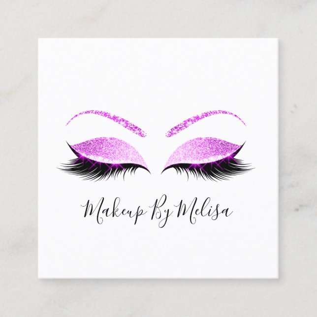 Makeup Artist Lashes Erweiterung Blush Pink Fuchsi Quadratische Visitenkarte (Vorderseite)