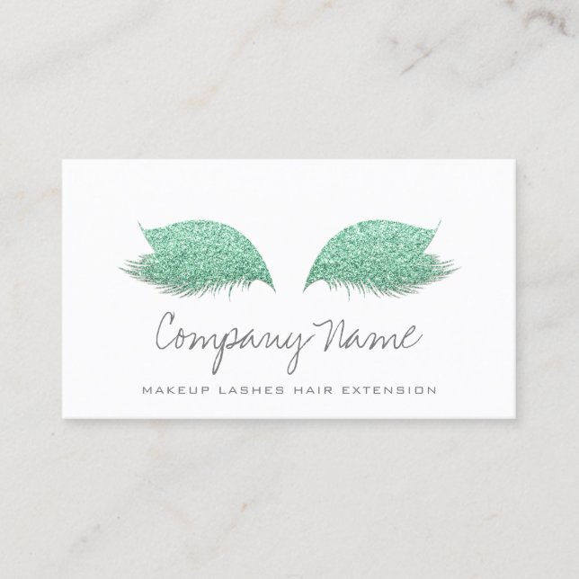 Makeup Artist Lashes Extension Mint Green Gray Terminkarte (Vorderseite)