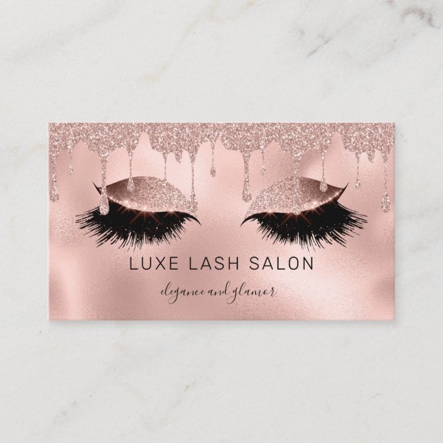 Makeup Artist Lashes Glitzer Light Rose Gold Visitenkarte (Vorderseite)