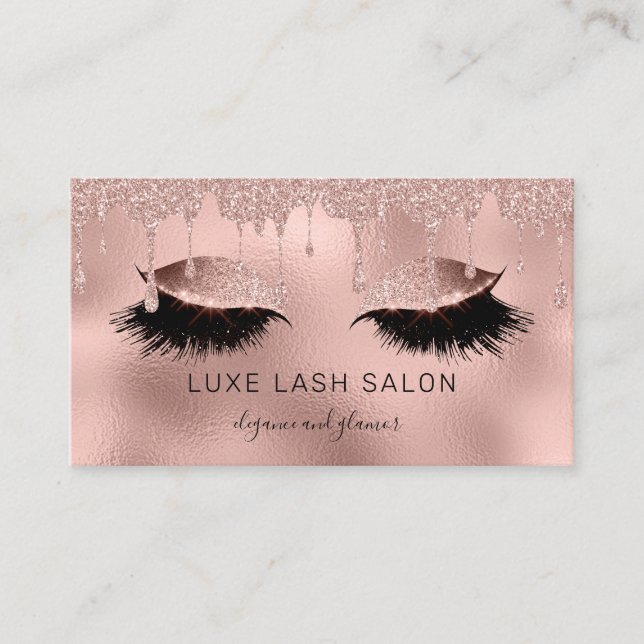 Makeup Artist Lashes Glitzer Rose Gold Shimmer Visitenkarte (Vorderseite)