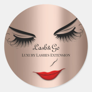 Makeup Artist Lashes Produkt Red Lips Rose Runder Aufkleber