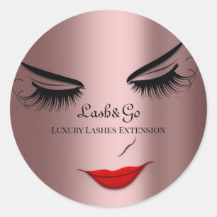 Makeup Artist Lashes Produkt Red Lips Rose Runder Aufkleber