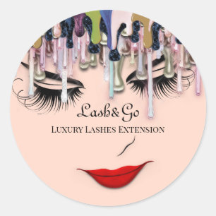 Makeup Artist Lashes Produkt Red Lips Rose Tropfen Runder Aufkleber