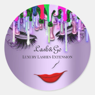 Makeup Artist Lashes Produkt Red Tropfen Lavender Runder Aufkleber