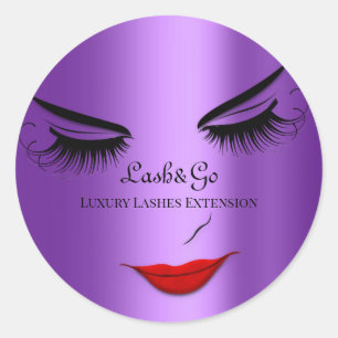 Makeup Artist Lashes Produkt Rote Lippen Lila Runder Aufkleber