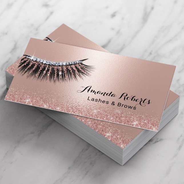 Makeup Artist Lashes Rose Gold Glitzer Eyelash Visitenkarte (Von Creator hochgeladen)