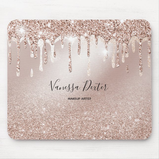 Makeup Artist Lashes Spark Drips Rose Gold Mousepad (Vorne)