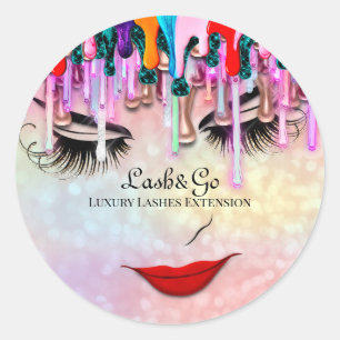 Makeup Artist Lashes Tropfen Holographische Produk Runder Aufkleber