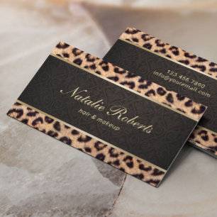 Makeup Artist Leopard & Damask Schönheitssalon Visitenkarte