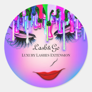 Makeup Artist Lila Lashes Produkt Red Bright Runder Aufkleber