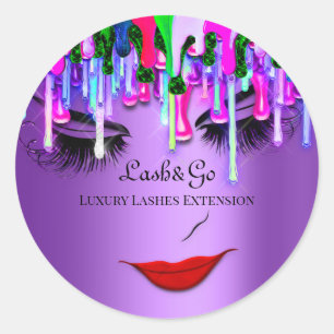 Makeup Artist Lila Lashes Produkt Red Tropfens 3D Runder Aufkleber