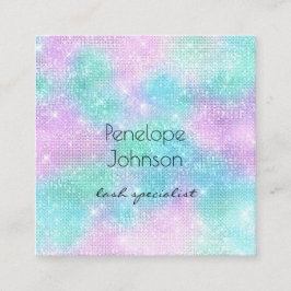 Makeup Artist Lila und Blue Glitzern Elegante Quadratische Visitenkarte