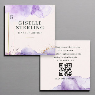 Makeup Artist Lila Wasserfarbe QR-Code Quadratische Visitenkarte