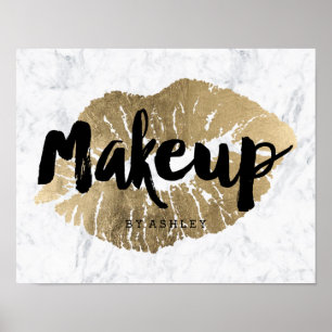 Makeup artist lips chic gold typografisches marmor poster