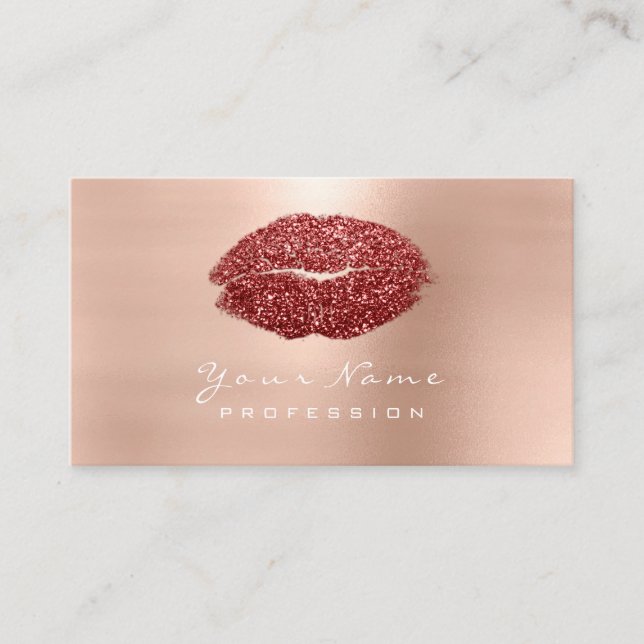 Makeup Artist Lips Powder Red Lipstick Glitzer Visitenkarte (Vorderseite)