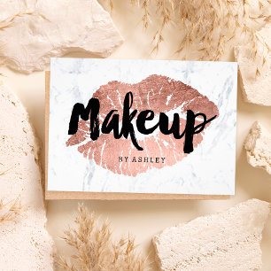 Makeup artist lips Rose gold typografischer Marmor Flyer