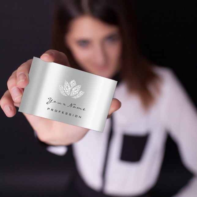 Makeup Artist Lotus Mandala Diamond Silver Crystas Visitenkarte (Von Creator hochgeladen)