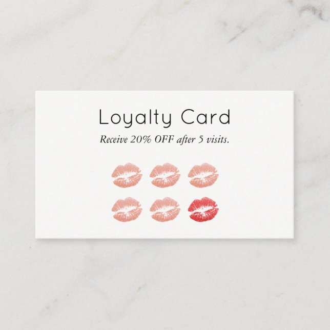 Makeup Artist Loyalty Card Chic Rose Gold Lips II Treuekarte (Vorderseite)