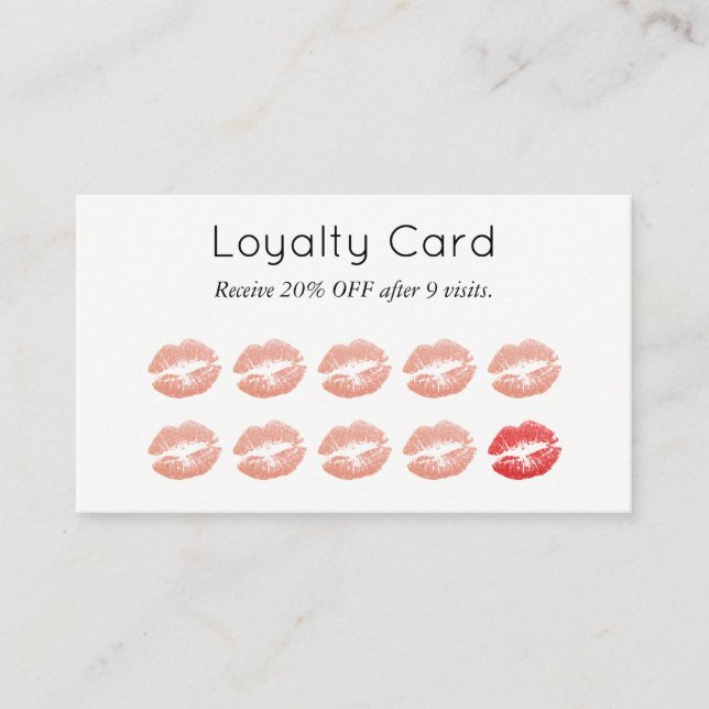 Makeup Artist Loyalty Card Chic Rose Gold Lips Treuekarte (Vorderseite)