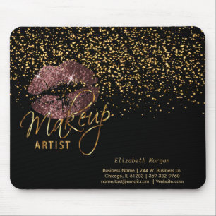 Makeup Artist mit Gold Confetti & Dark Rose Liften Mousepad
